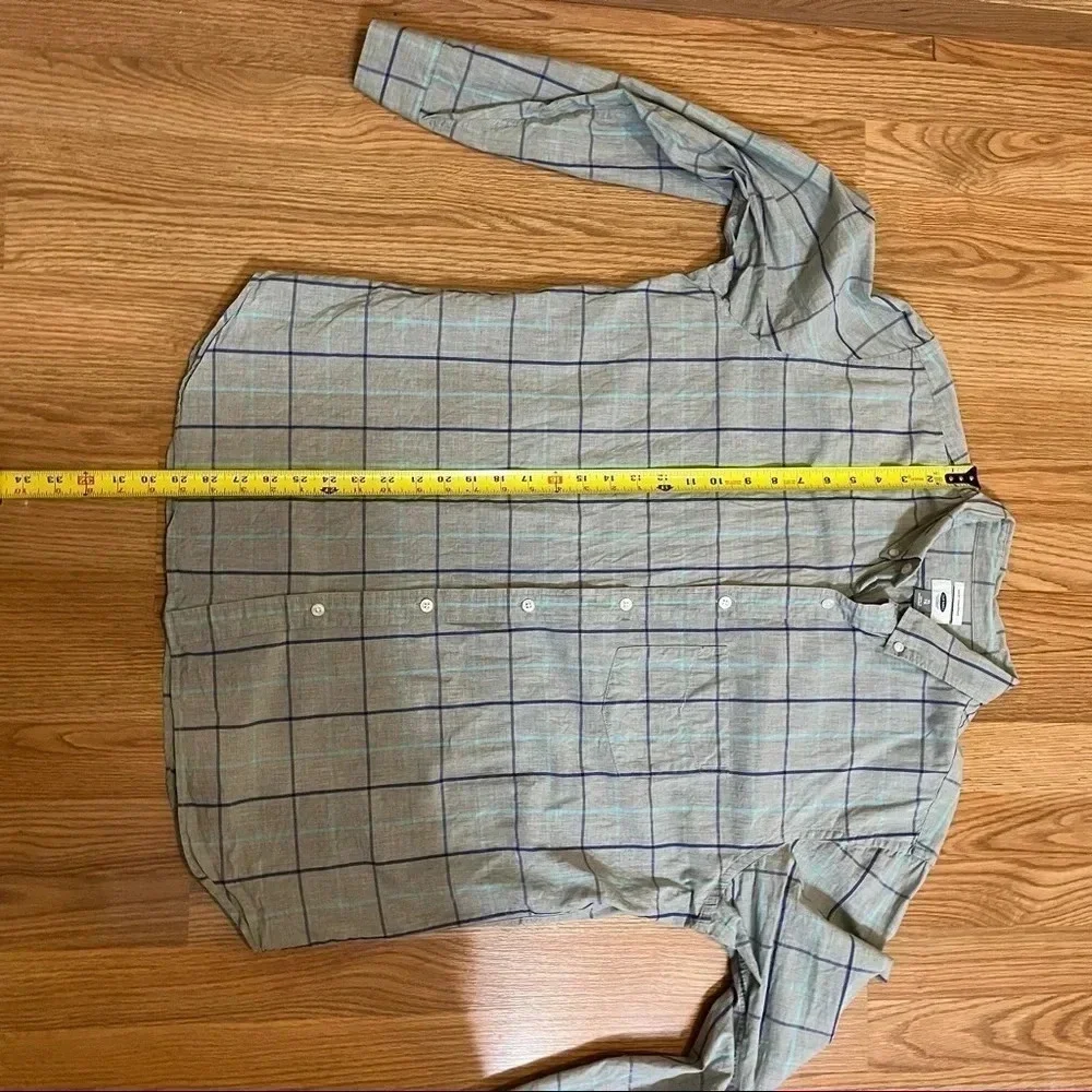 Old Navy Slim Fit The Signature Shirt Mens XL Button Up Shirt Grey Plaid Check